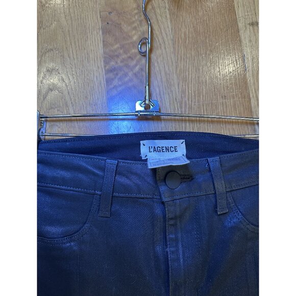 L’AGENCE Wax-Coated Skinny Jeans Size 26 – High Rise Sleek Faux Leather Look Des - Picture 11 of 12